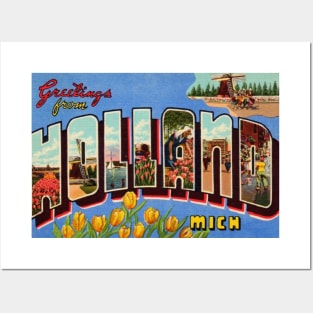 Greetings from Holland Michigan, Vintage Large Letter Postcard Posters and Art